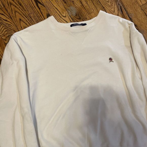 Vintage Large Tommy Hilfiger Cream Crewneck Sweatshirt white ivory - Picture 2 of 7